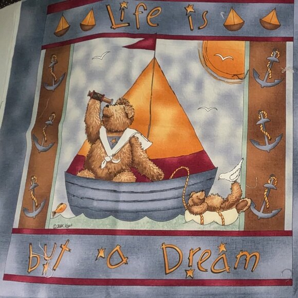 Quilt Cotton Fabric Panel: Bears "Down by the Sea" 31x29" - Picture 4 of 6